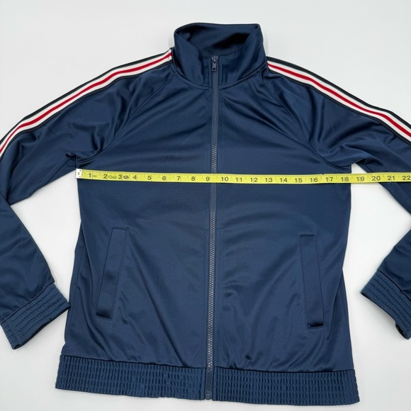 Athletic Works Women’s Navy Blue Track Jacket with Striped Sleeves Small 4-6 - Picture 6 of 11